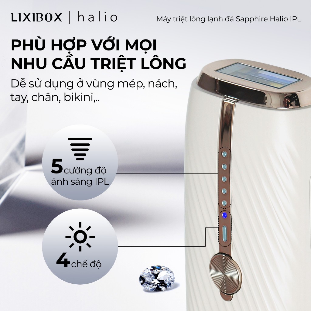 [SPLIVE] Máy Triệt Lông Lạnh Sapphire Halio InfinityGlow Advanced IPL Sapphire Cooling Hair Removal Device