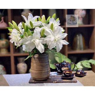 Bình Hoa Đu Đủ Men Thổ Cẩm Gốm Bát Tràng - Bình Hoa Decor Trang Trí - Bình Cắm Hoa Đu Đủ Men Nâu Ganh Thổ Cẩm