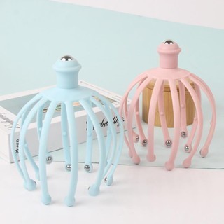 Massage Da Đầu 360 Độ - 8 Bi Lăn Inox - Dụng Cụ Massage Đầu Silicone Mềm-Giảm Stress Hỗ Trợ Ngủ Ngon