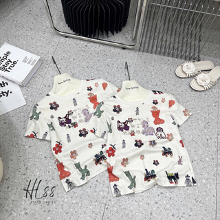 Áo phông cotton hoạ tiết bông hoa Style with MSK #17695
