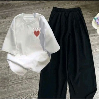 Sét Bộ Quần Ống Suông Hách Dáng+ mix áo phông form rộng-LOVE ART-