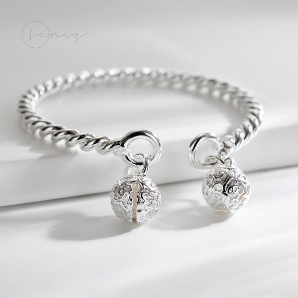 Vòng tay nử mạ bạc 999 vòng tay xoắn chuông cho mẹ và bé có thể tùy chỉnh kiểu dáng lắc tay nử bạc