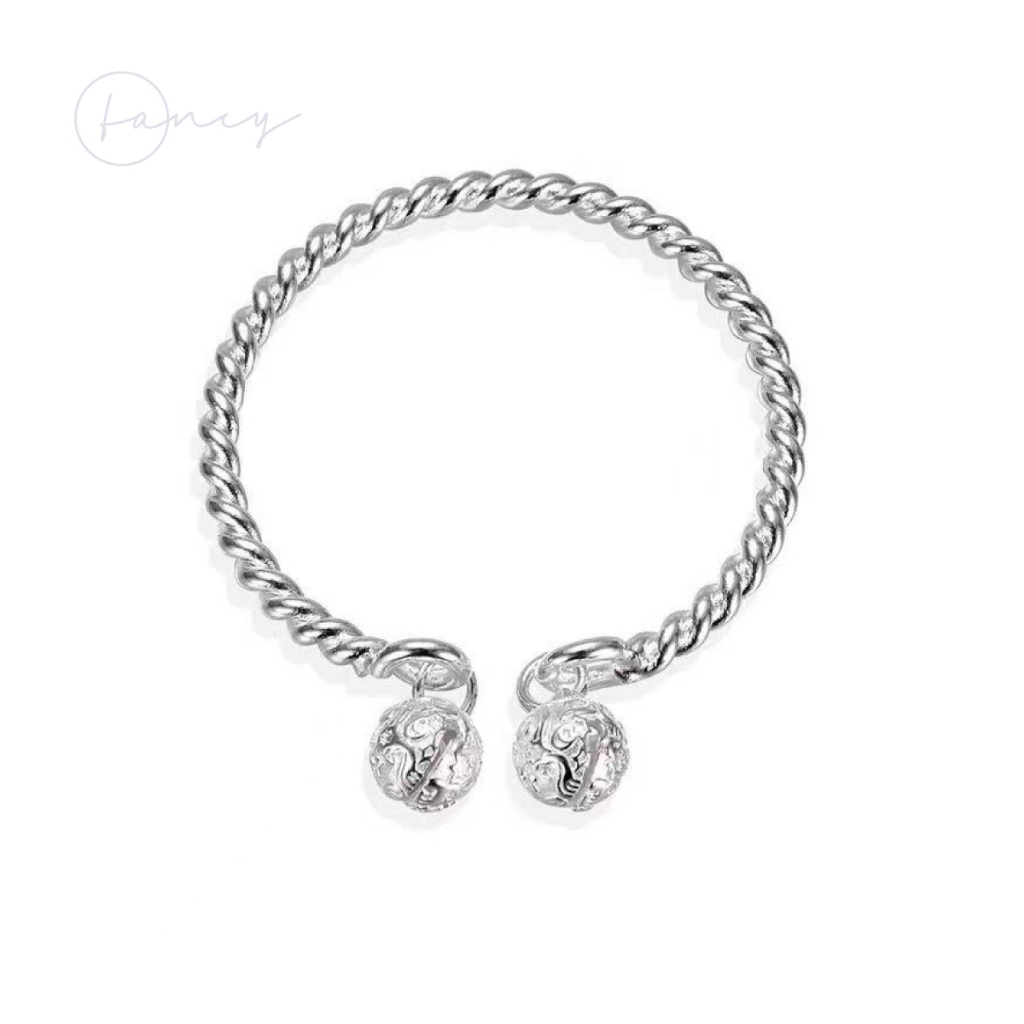 Vòng tay nử mạ bạc 999 vòng tay xoắn chuông cho mẹ và bé có thể tùy chỉnh kiểu dáng lắc tay nử bạc