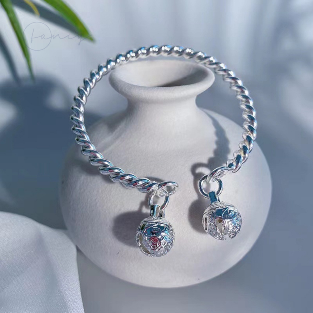 Vòng tay nử mạ bạc 999 vòng tay xoắn chuông cho mẹ và bé có thể tùy chỉnh kiểu dáng lắc tay nử bạc