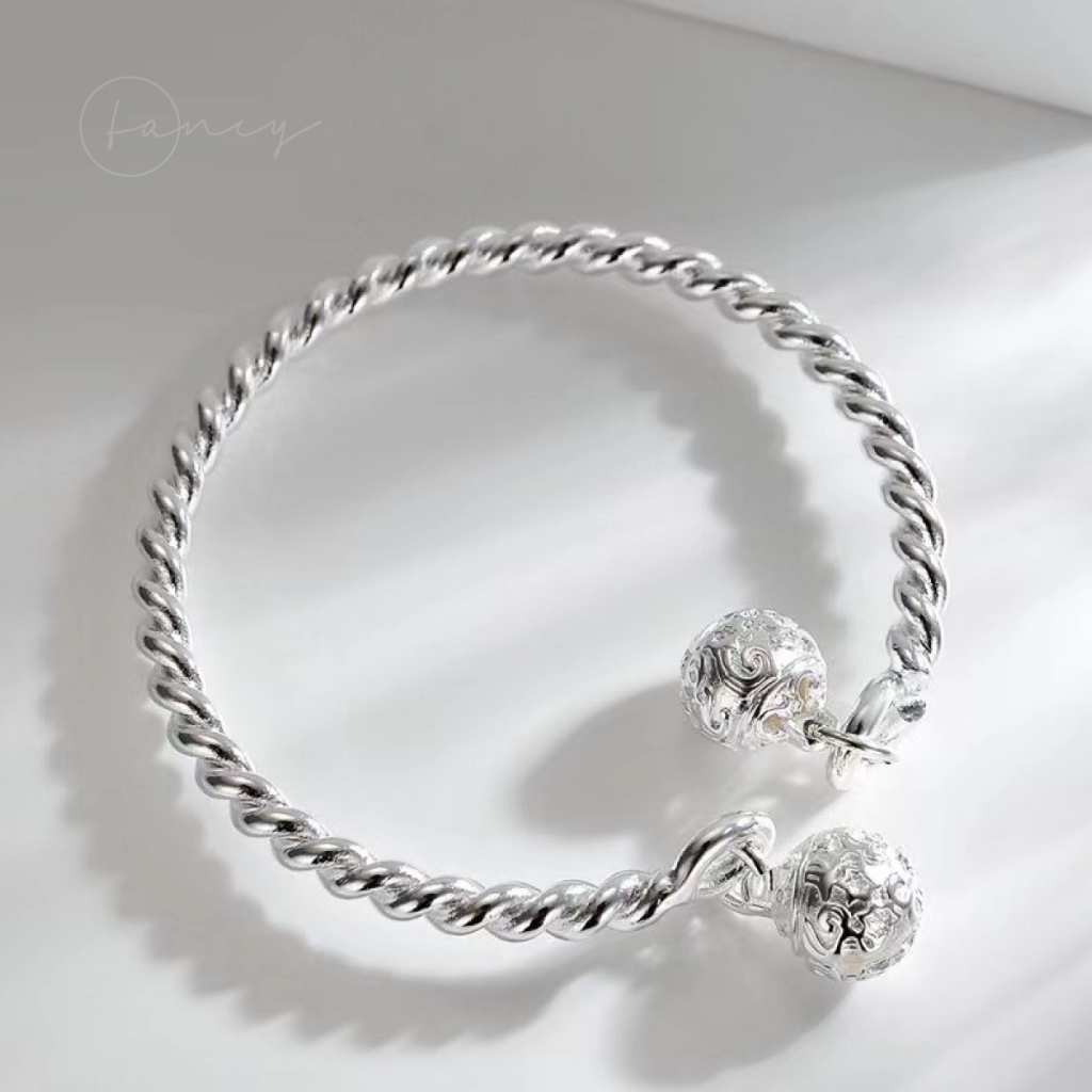 Vòng tay nử mạ bạc 999 vòng tay xoắn chuông cho mẹ và bé có thể tùy chỉnh kiểu dáng lắc tay nử bạc