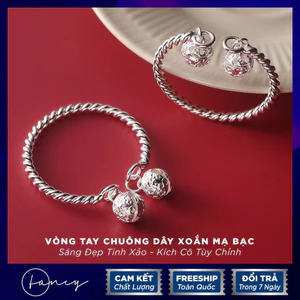 Vòng tay nử mạ bạc 999 vòng tay xoắn chuông cho mẹ và bé có thể tùy chỉnh kiểu dáng lắc tay nử bạc