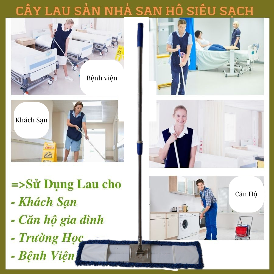Chổi Lau Nhà Công Nghiệp Cán Rút 45cm 60cm Cây Lau Inox Lỗi Đổi 1