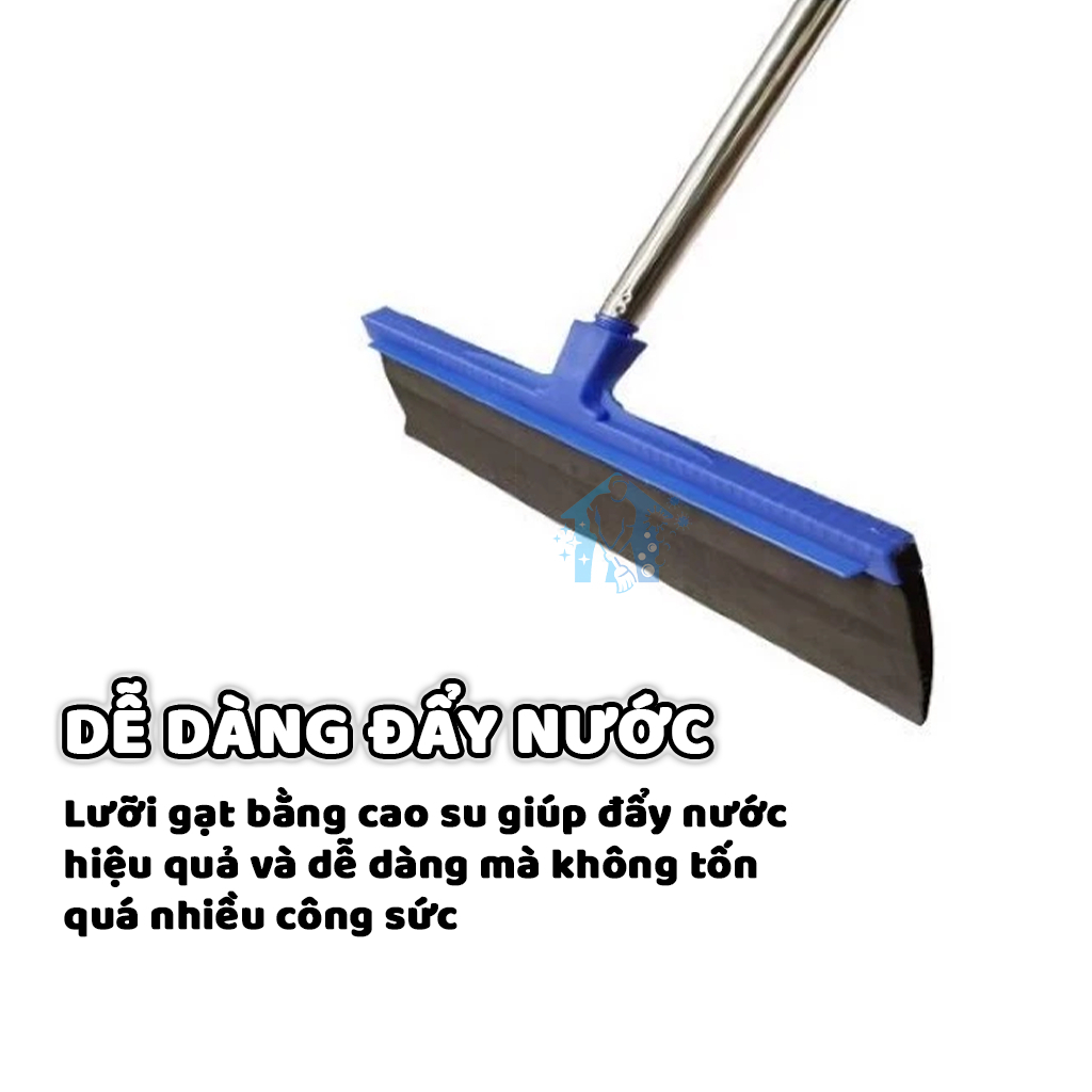 Cây Gạt Nước Sàn Nhà 45cm, Cán Inox Dài 1m4, Lưỡi EVA Gạt Siêu Khô