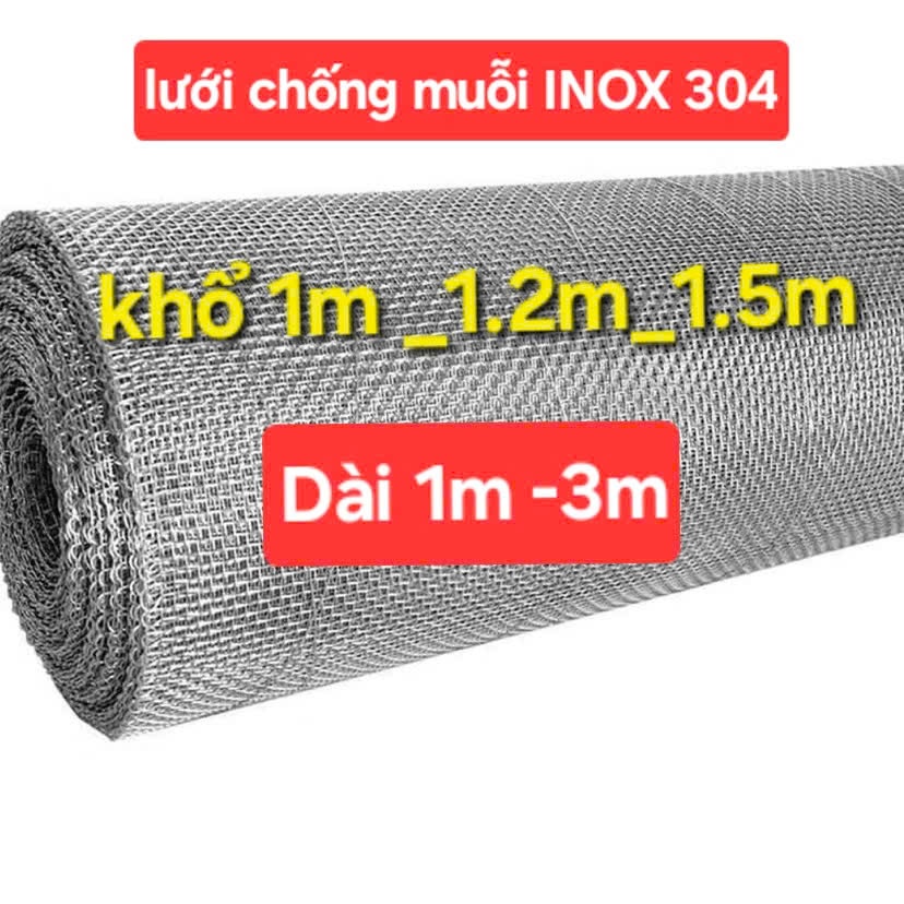 (Dài 1m đến 3m x khổ cao 1m_1.2m_1.5m) Lưới Chống muỗi INOX 304 không ...