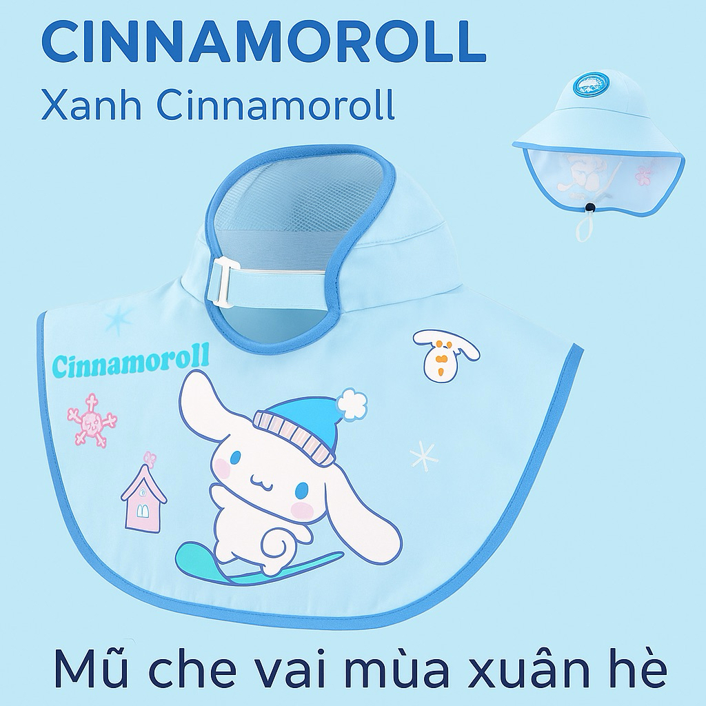 Mũ hở chóp vành rộng chống nắng trùm đầu che vai dễ thương cho bé 4-10 tuổi