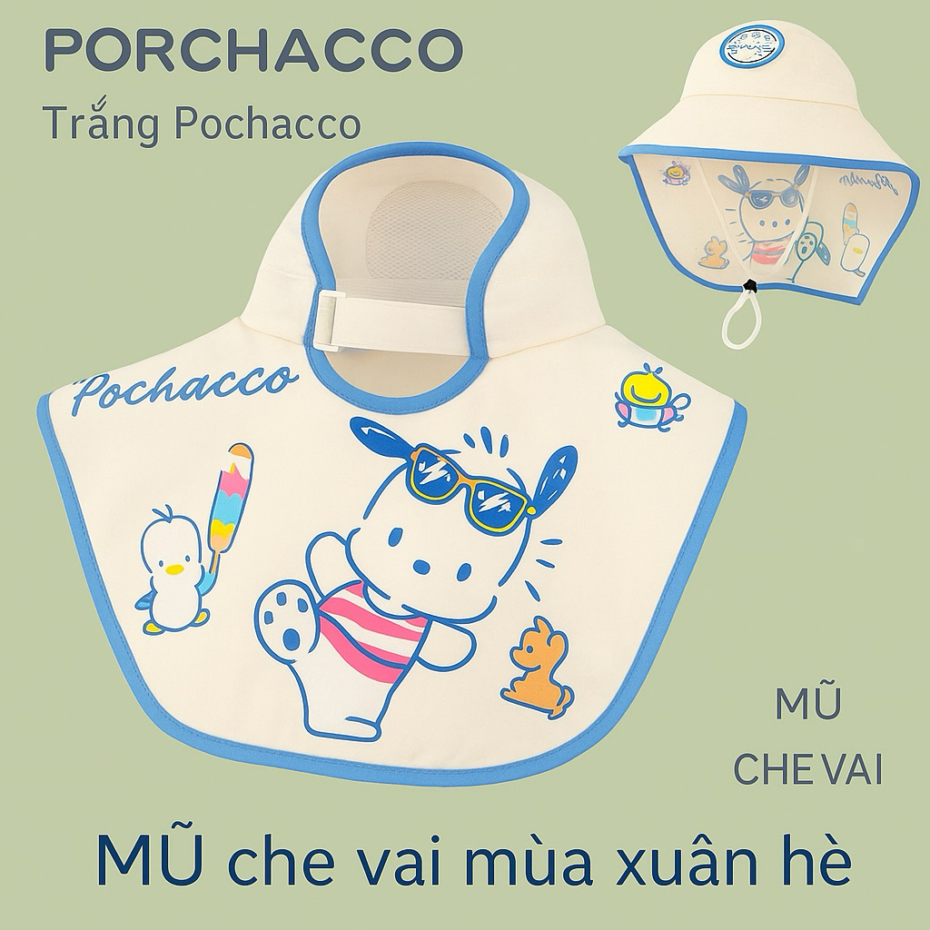Mũ hở chóp vành rộng chống nắng trùm đầu che vai dễ thương cho bé 4-10 tuổi