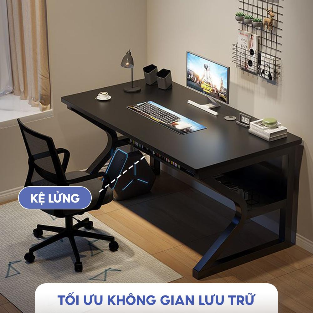 Bàn làm việc, bàn gaming chữ K - mặt bàn gỗ MDF bo góc - bàn có kệ lửng để đồ - chân sắt sơn tĩnh điện chịu tải 200kg | BigBuy360 - bigbuy360.vn