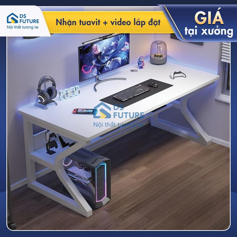 Bàn làm việc, bàn gaming chữ K - mặt bàn gỗ MDF bo góc - bàn có kệ lửng để đồ - chân sắt sơn tĩnh điện chịu tải 200kg | BigBuy360 - bigbuy360.vn