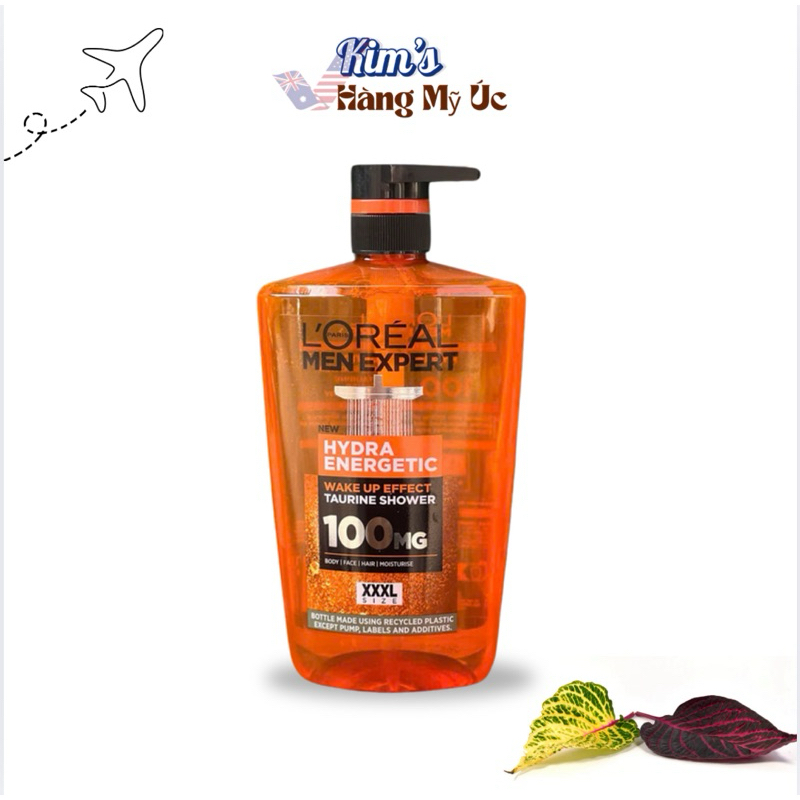 Sữa Tắm Gội L'oreal Men Expert Hydra Energetic Taurine Shower size XXXL 1000ml