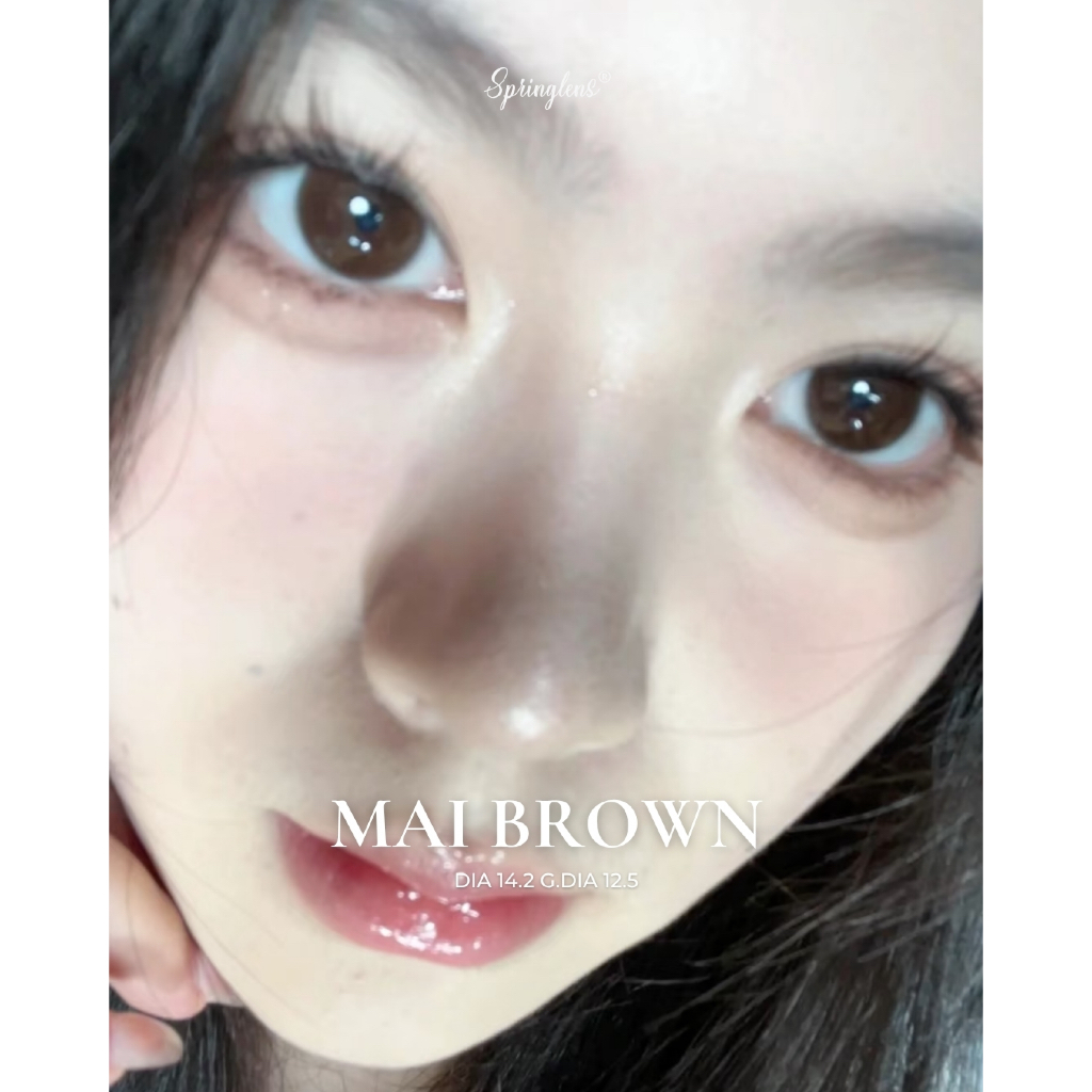 Kính áp tròng Mai Brown nâu hổ phách sữa không giãn 3 tháng 0-7 độ | Spring Lens