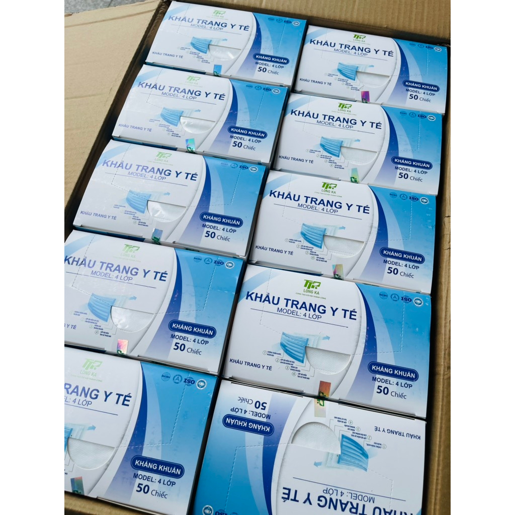 [ XUẤT VAT ]  [ Hỏa tốc ] KHẨU TRANG Y TẾ 4 LỚP - LONG KA - 1 HỘP 50 CÁI