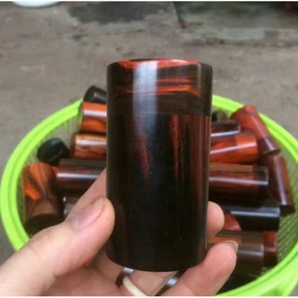 Lọ Tăm gỗ Trắc Đỏ Đen màu tự nhiên và Gỗ Hương ta -  Dáng thẳng cao 9cm
