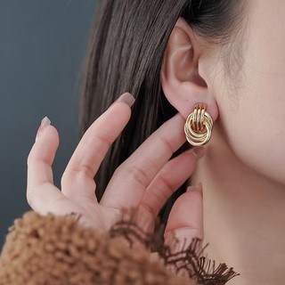 IK Khuyên Tai Kim Loại Vàng Hình Tròn Khoen Tròn Sang Trọng Thanh Lịch T31