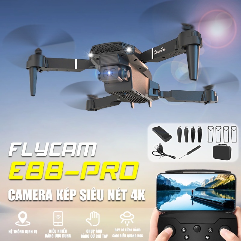 Flycam E88pro 4K độ phân giải cao camera kép trên không máy bay điều ...