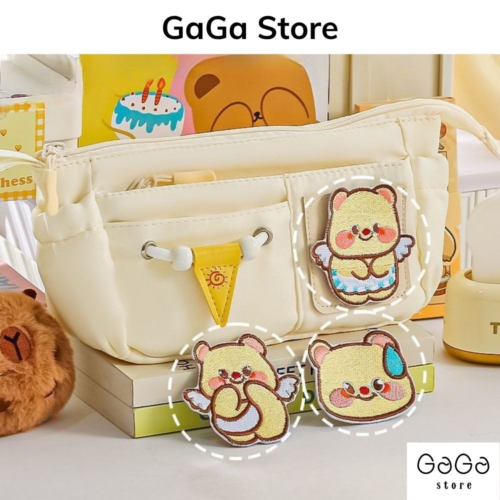 Túi đựng bút , bóp viết nhiều ngăn phô mai dễ thương vừa máy tính kèm hình dán cute PKV054 gagastore