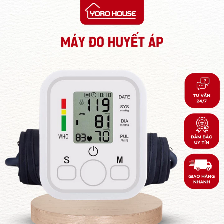 Máy Đo Huyết Áp Điện Tử YORO, Đo Nhịp Tim Bắp Tay Có Giọng Nói Tiếng Việt