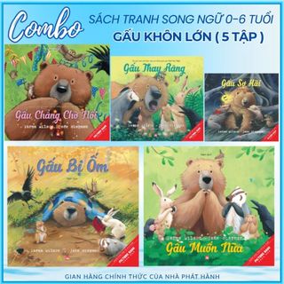 Sách Combo song ngữ Gấu khôn lớn (5C: Gấu chẳng chờ nổi, Gấu muốn nữa, Gấu sợ hãi, Gấu thay răng, Gấu bị ốm)-Ehomebooks
