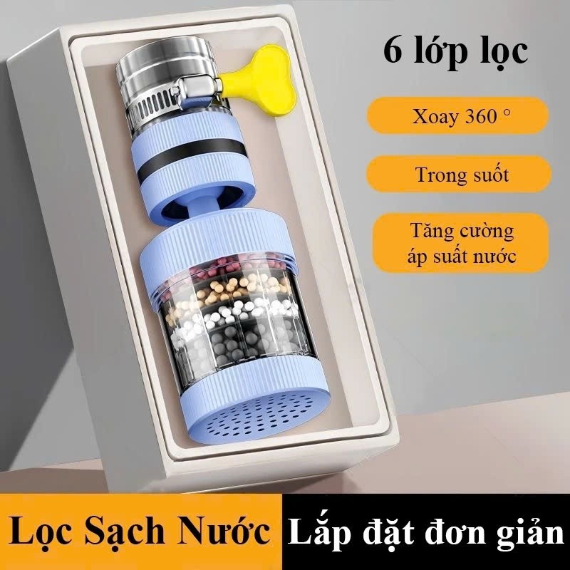Đầu Vòi Lọc Nước Trực Tiếp 6 Lớp Carbon Xoay 360° Tiện Dụng