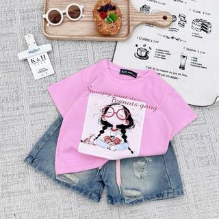 S238- Set áo thun cô gái hồng phối quần jean bò size từ 8-30Kg