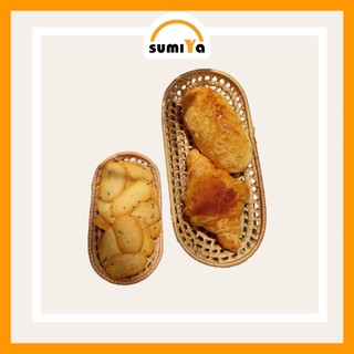 Khay mây tre bầu dục để bánh mì bánh ngọt trái cây, decor trang trí mây tre đan thủ công - SUMIYA