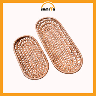 Khay mây tre bầu dục để bánh mì bánh ngọt trái cây, decor trang trí mây tre đan thủ công - SUMIYA
