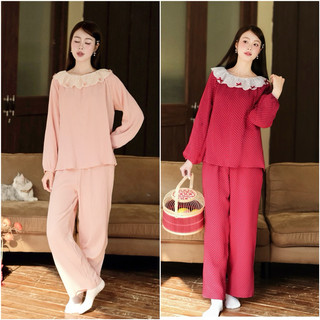𝗛𝗮̀𝗻𝗴 𝗰𝗵𝗶́𝗻𝗵 𝗵𝗮̃𝗻𝗴 Bộ đồ ngủ mặc nhà pyjama Xuân Mơ cổ ren nơ form rộng - O.N WORKSHOP
