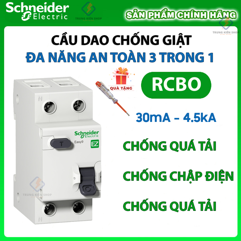 [RCBO Schneider] Cầu Dao Chống Giật đa năng (Aptomat chống giật ...