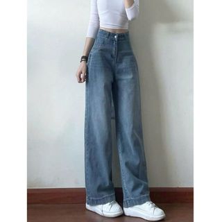 Quần Jeans Ống Suông Trơn Basic Form Rộng Dáng Đẹp Đi Học Đi Chơi