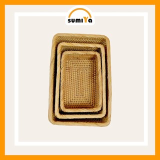 Khay Mây Chữ Nhật Đa Năng Đựng Trái Cây Thực Phẩm Khăn Đồ Dùng Mây Tre Đan Thủ Công - SUMIYA