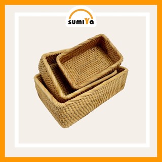 Khay Mây Chữ Nhật Đa Năng Đựng Trái Cây Thực Phẩm Khăn Đồ Dùng Mây Tre Đan Thủ Công - SUMIYA