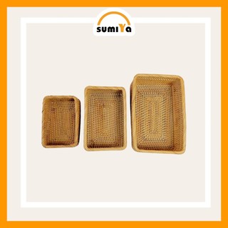 Khay Mây Chữ Nhật Đa Năng Đựng Trái Cây Thực Phẩm Khăn Đồ Dùng Mây Tre Đan Thủ Công - SUMIYA