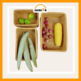 Khay Mây Chữ Nhật Đa Năng Đựng Trái Cây Thực Phẩm Khăn Đồ Dùng Mây Tre Đan Thủ Công - SUMIYA