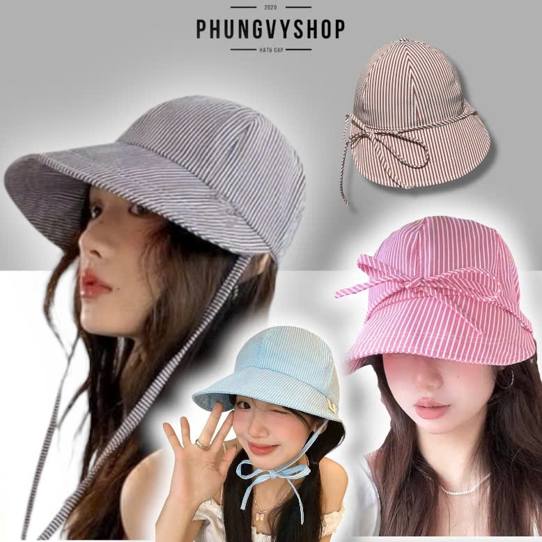 Mũ bucket tai bèo vành lưỡi trai unisex nam nữ phungvyshop-nón / LƯỠI SỌC DÂY  /