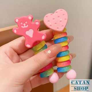 Dây Buộc Tóc Lò Xo Nhiều Màu Pastel Kèm Nơ Và Hình Trang Trí Dễ Thương Cho Bé Gái, Teen Girl