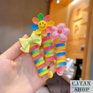 Dây Buộc Tóc Lò Xo Nhiều Màu Pastel Kèm Nơ Và Hình Trang Trí Dễ Thương Cho Bé Gái, Teen Girl