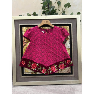 Sét áo lụa cộc tay vạt nhọn thêu hoa + quần xuông lụa (có tách sét)