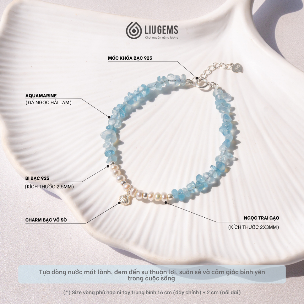 Vòng Tay Đá Thô Liugems Seaside Summer Mix Ngọc Trai Nước Ngọt Vibe Mùa Hè Năng Động VTDT05