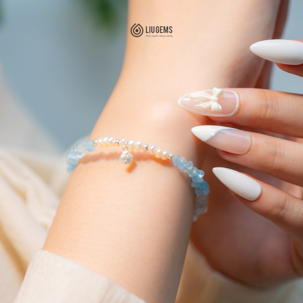 Vòng Tay Đá Thô Liugems Seaside Summer Mix Ngọc Trai Nước Ngọt Vibe Mùa Hè Năng Động VTDT05