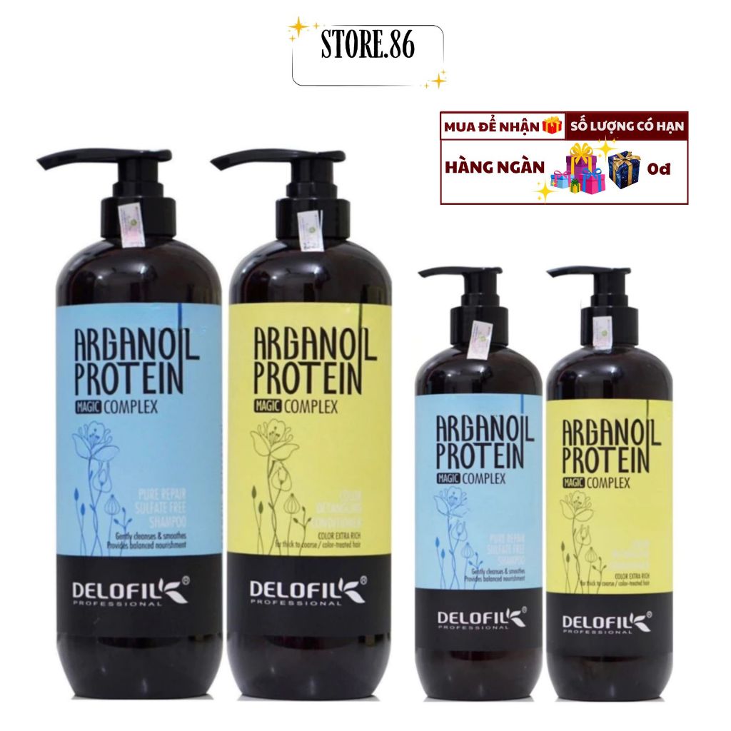 Combo Dầu Gội Xả DELOFIL 500ml - 800ml | Dưỡng Ẩm Tóc Khô Xơ, Sạch Thoáng Da Đầu & Mềm Mượt