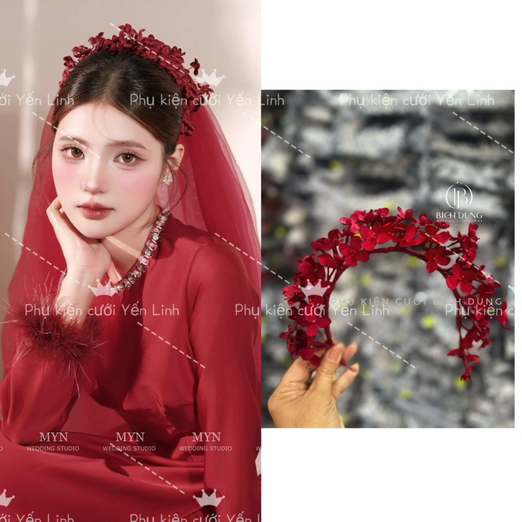 🎉🎉🎉Bờm hoa cài tóc cô dâu Handmade-TT1215|PHUKIENCUOIYENLINH