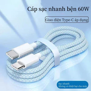Cáp sạc PD bện 20W Type C Cáp sạc nhanh 60W Cáp dữ liệu cho Samsung iPhone 16 15 14 13 12 Pro Max OPPO