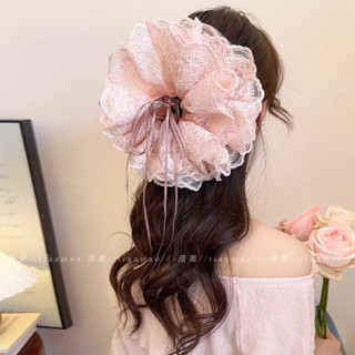 Kẹp tóc cá mập sau đầu ren hoa Hàn Quốc cỡ lớn phụ kiện tóc nhẹ nhàng và đa năng
