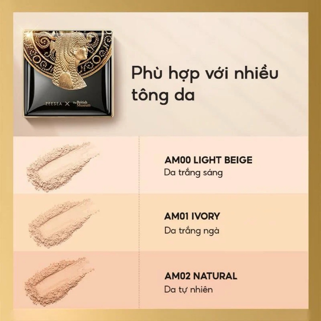 Phấn Phủ ZEESEA Cleopatra (phiên bản giới hạn) Kiềm Dầu Mịn Da – Che Lỗ Chân Lông, Thiết Kế Bảo Tàng Anh Sang Trọng