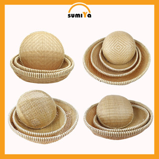 Rổ tre, rổ mây tre đan viền mây cao cấp dùng đựng thực phẩm, trái cây, decor - Sumiya