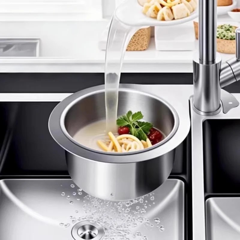 Khay Lọc Rác Gắn Bồn Rửa Bát Bằng Thép Không Gỉ, Giỏ Đựng Đồ Rửa Chén Bát Đa Năng Hình Cổ Thiên Nga Treo Bồn Rửa Chén